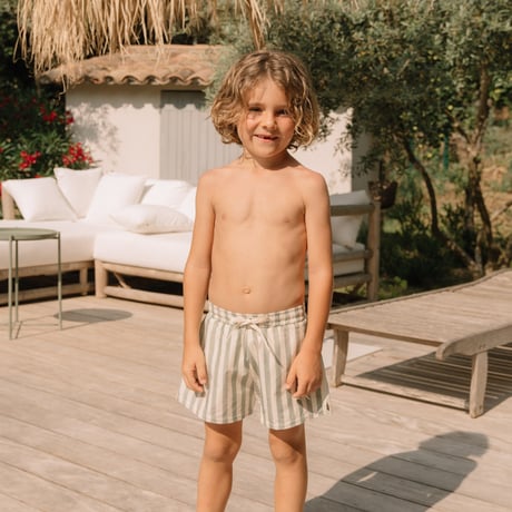 【STUDIO BOHEME PARIS】SWIMMING SHORTS CHICO - GREEN STRIPES