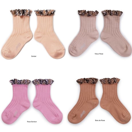 【Collégien】Lucie Tartan Ruffle Ribbed Ankle Socks