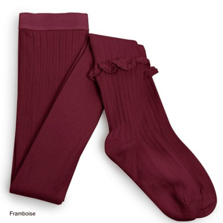 【Collégien】Chloé Lace Frill Ribbed Tights