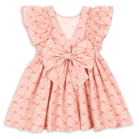 【Konges Sløjd】AVA BOW DRESS GOTS - LACY PINK