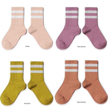 【Collégien】Nico Ribbed Varsity Crew Socks