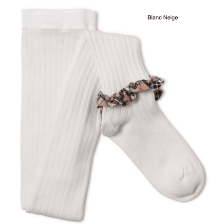 【Collégien】Adelaïde Tartan Ruffle Ribbed Tights