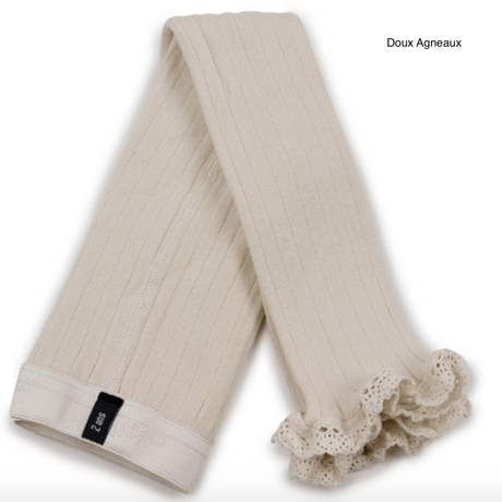 【Collégien】Aliénor Lace-trim Ribbed Footless Tights