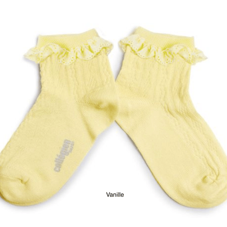 【Collégien】Marie-Antoinette Lightweight Pointelle Socks with Broderie Anglaise