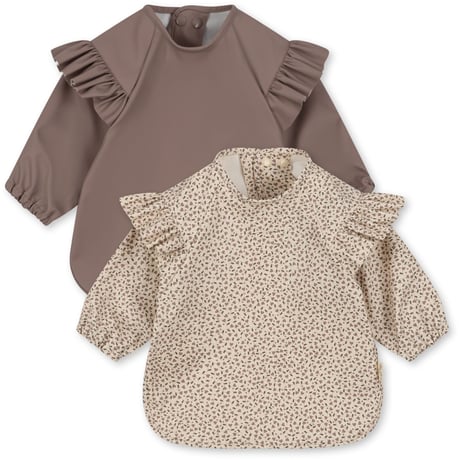 【Konges Sløjd】2 PACK DINNER BIB WITH SLEEVES AND FRILL - MILK TANK/ANTLER