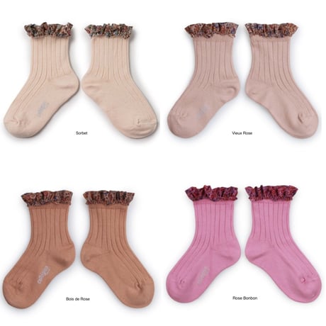 【Collégien】Charlotte Liberty Ruffle Ribbed Ankle Socks