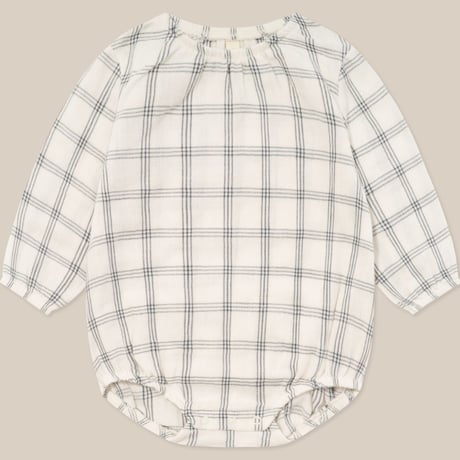 【Organic Zoo】Navy Window Check Long Sleeve  Bodysuit