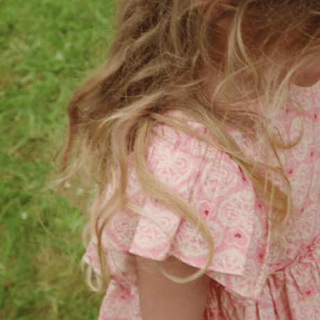 【Konges Sløjd】AVA BOW DRESS GOTS - LACY PINK