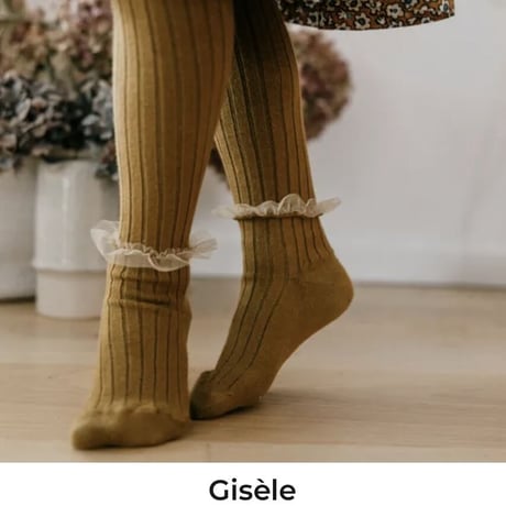 【Collégien】Gisèle Tulle Frill Ribbed Tights