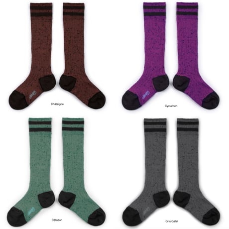 【Collégien】Noa Ribbed Nepp-Yarn Varsity Knee-high Socks