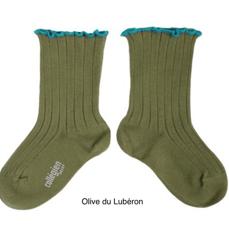 【Collégien】Delphine Lettuce Trim Ribbed Socks