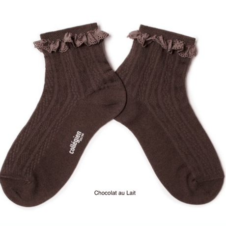 【Collégien】Marie-Antoinette Lightweight Pointelle Socks with Broderie Anglaise