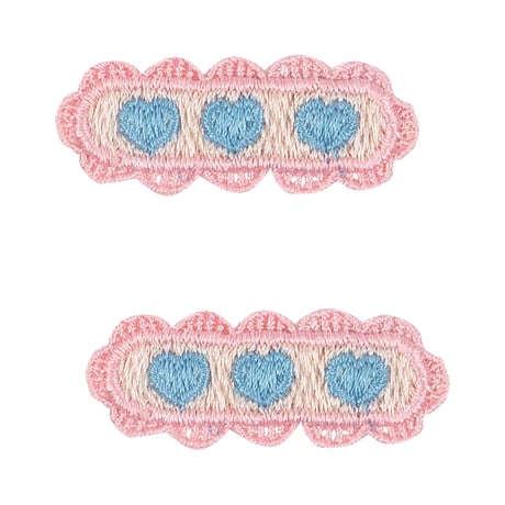 【Konges Sløjd】2 PACK HEART EMBROIDERY HAIR CLIP - BUTTERCREAM