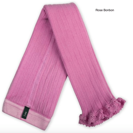 【Collégien】Aliénor Lace-trim Ribbed Footless Tights