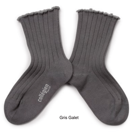【Collégien】Delphine Lettuce Trim Ribbed Socks