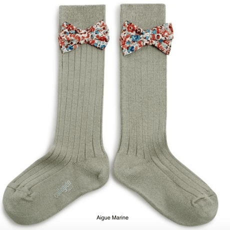 【Collégien】Mathilde Ribbed Knee-high Socks with Liberty Bow
