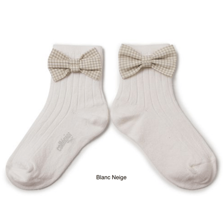 【Collégien】Colette Ribbed Ankle Socks with Gingham bow