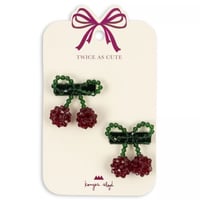 【Konges Sløjd】 2 PACK CHERRY HAIR CLIP - RED/GLITTER