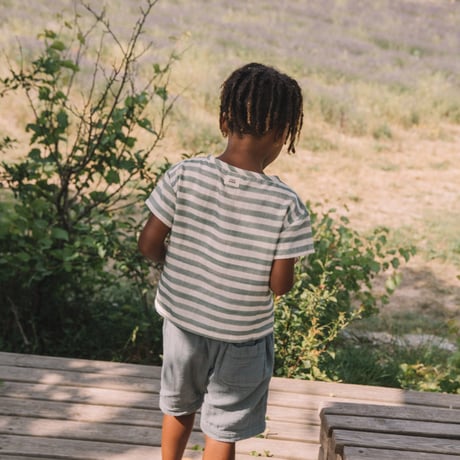 【STUDIO BOHEME PARIS】T-SHIRT ORSO GAZE - GREEN STRIPES