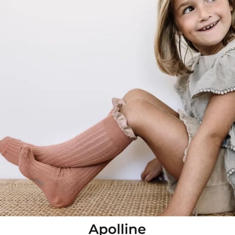 【Collégien】Apolline Gingham Ruffle Ribbed Knee-high Socks