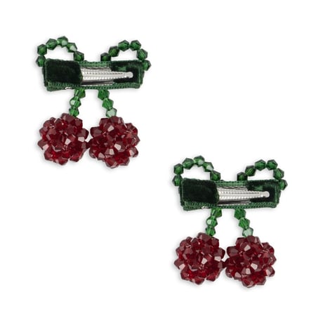 【Konges Sløjd】 2 PACK CHERRY HAIR CLIP - RED/GLITTER