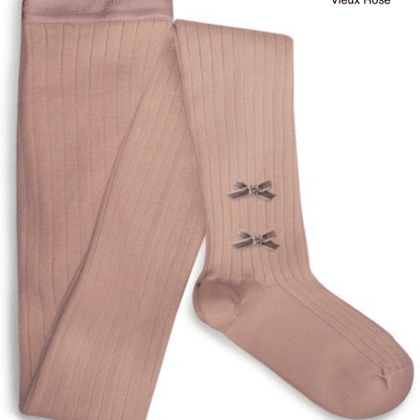 【Collégien】Capucine Ribbed Tights with Velvet Bows