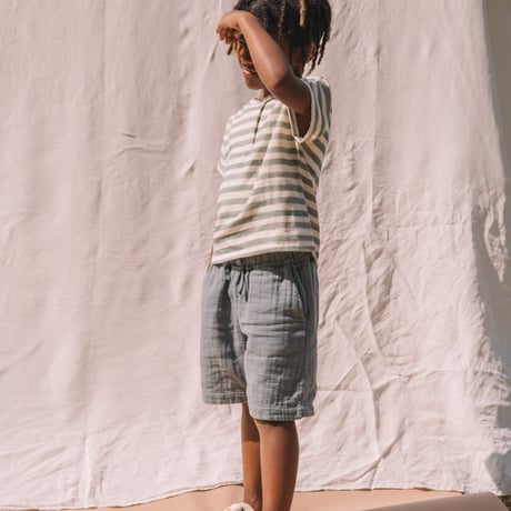 【STUDIO BOHEME PARIS】T-SHIRT ORSO GAZE - GREEN STRIPES