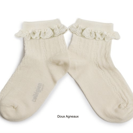 【Collégien】Marie-Antoinette Lightweight Pointelle Socks with Broderie Anglaise