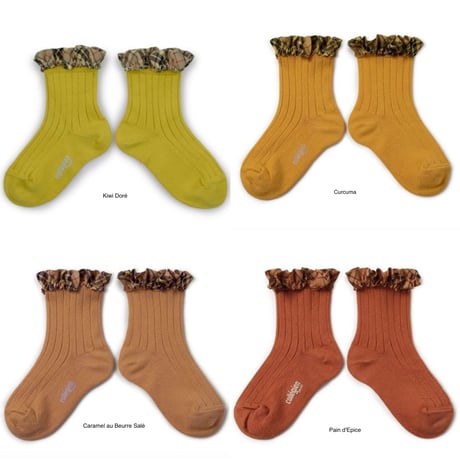 【Collégien】Lucie Tartan Ruffle Ribbed Ankle Socks