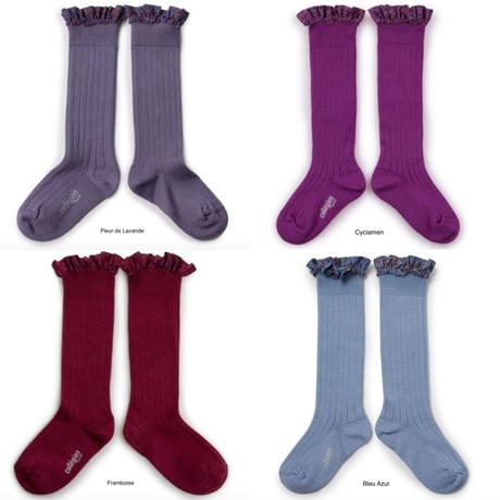 【Collégien】Elisabeth Liberty Ruffle Ribbed Knee-high Socks