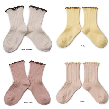 【Collégien】Delphine Lettuce Trim Ribbed Socks