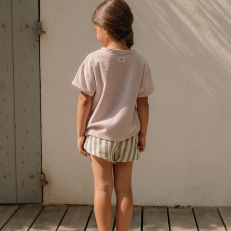 【STUDIO BOHEME PARIS】SHORTS GEORGETTE - GREEN STRIPES
