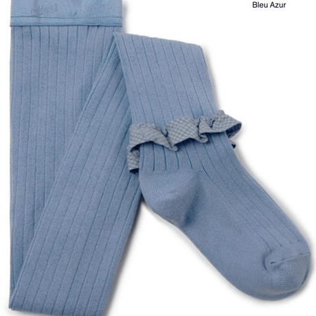 【Collégien】Agathe Gingham Ruffle Ribbed Tights