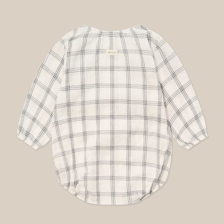 【Organic Zoo】Navy Window Check Long Sleeve  Bodysuit