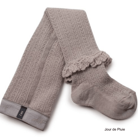 【Collégien】Daphné Pointelle Merino Wool Tights with Merino Lace Trim