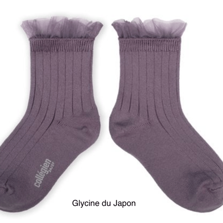【Collégien】 Margaux - Tulle Frill Ribbed Ankle Socks