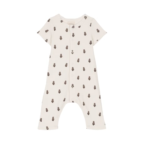 【STUDIO BOHEME PARIS】JUMPSUIT LEO Short sleeves - OFF WHITE / LAVENDER