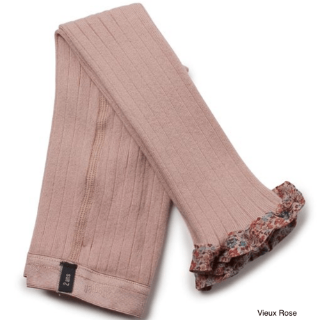 【Collégien】Catherine Liberty Ruffle Ribbed Footless Tights