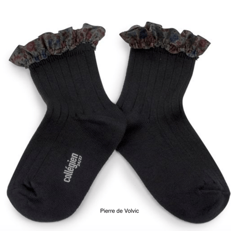 【Collégien】Charlotte Liberty Ruffle Ribbed Ankle Socks
