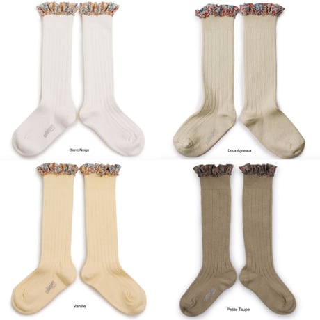 【Collégien】Elisabeth Liberty Ruffle Ribbed Knee-high Socks