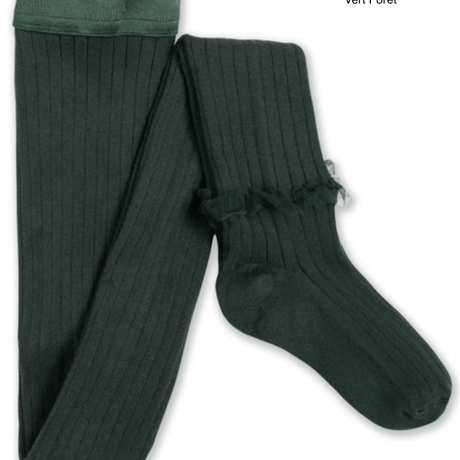 【Collégien】Gisèle Tulle Frill Ribbed Tights