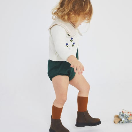 【Birinit Petit】Green Antique velvet straps bloomer  / Culetín tirantes velvet verde Antique