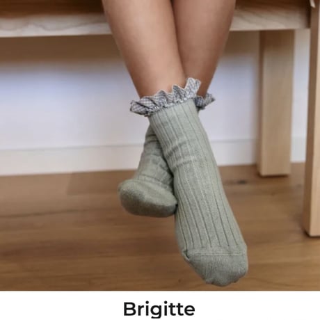 【Collégien】Brigitte Gingham Ruffle Ribbed Ankle Socks