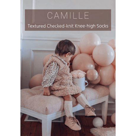 【Collégien】Camille Textured Checked-knit Knee-high Socks - Doux Agneaux