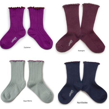 【Collégien】Delphine Lettuce Trim Ribbed Socks