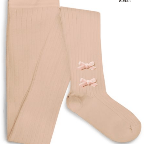 【Collégien】Capucine Ribbed Tights with Velvet Bows