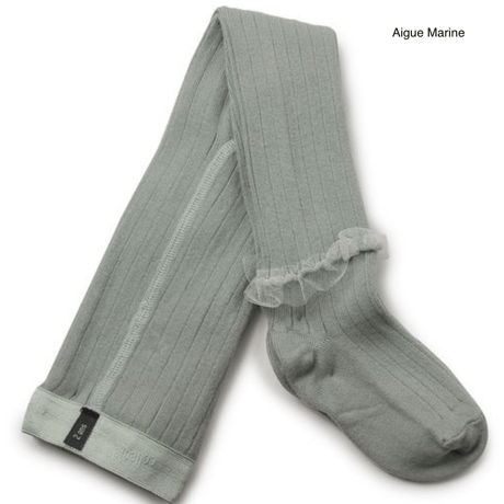 【Collégien】Gisèle Tulle Frill Ribbed Tights