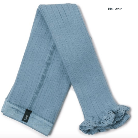 【Collégien】Aliénor Lace-trim Ribbed Footless Tights