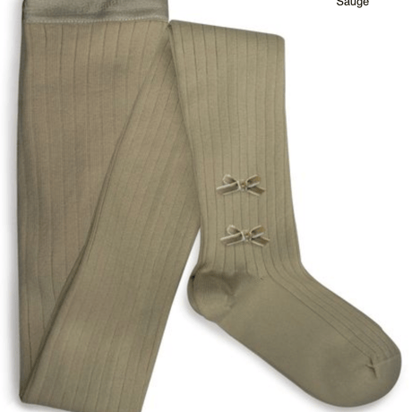 【Collégien】Capucine Ribbed Tights with Velvet Bows