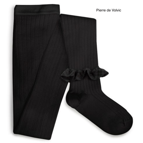【Collégien】Adelaïde Tartan Ruffle Ribbed Tights